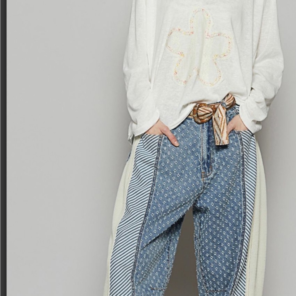 POL Patchwork Flower Lace Tunic Cream Medium Brand New SOLD!